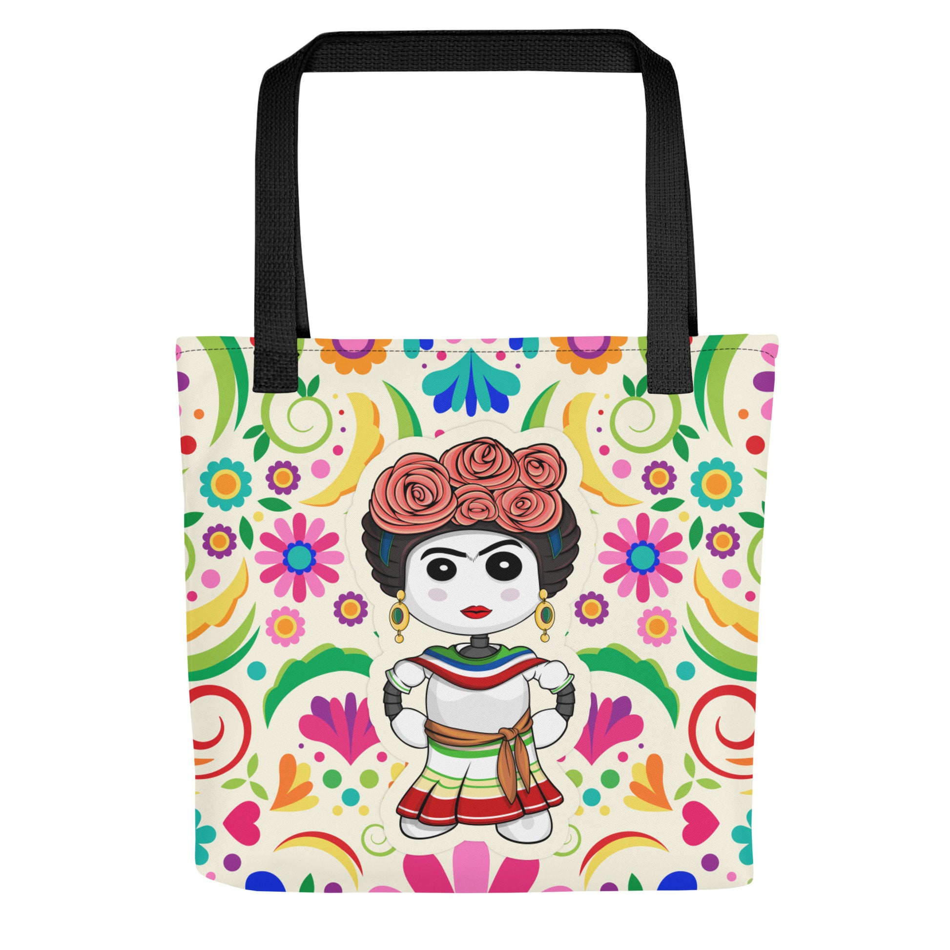 Ikaru Frida tote bag, original character all-over print design