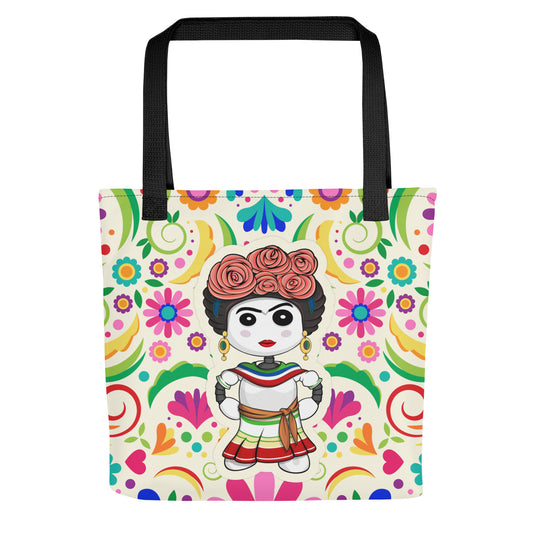 Ikaru Frida tote bag, original character all-over print design