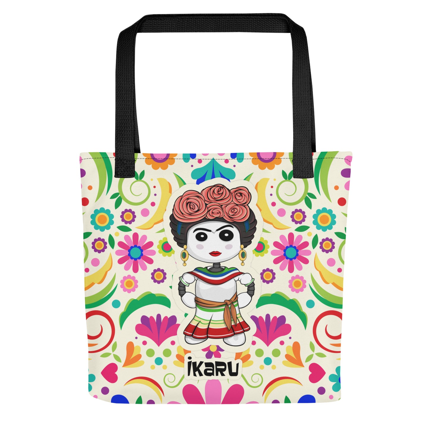 Ikaru Frida tote bag, original character all-over print design