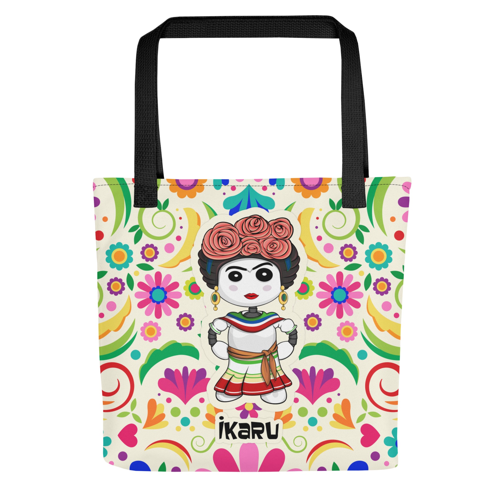 Ikaru Frida tote bag, original character all-over print design