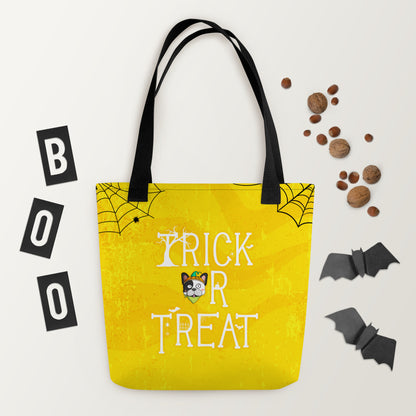  Ikaru Gala Dog Halloween tote bag, original character all-over print design