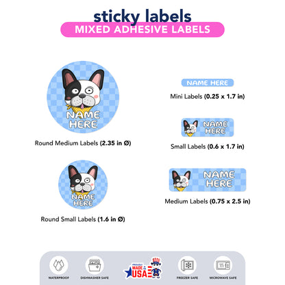 Ikaru Gala Dog personalized name label sheet, original character design