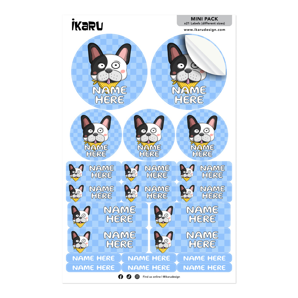 Ikaru Gala Dog personalized name label sheet, original character design