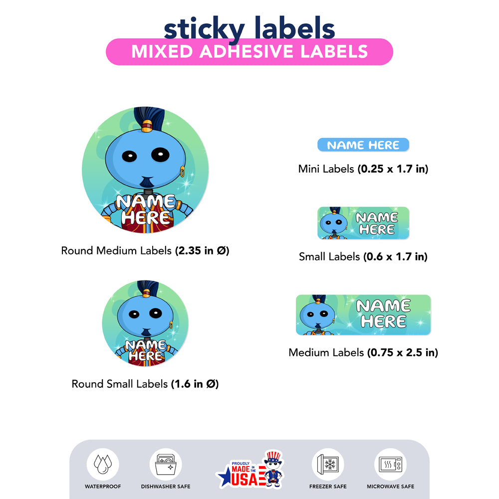  Ikaru Genie personalized name label sheet, original character design