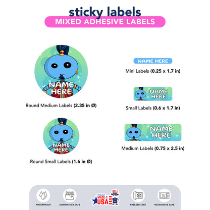  Ikaru Genie personalized name label sheet, original character design