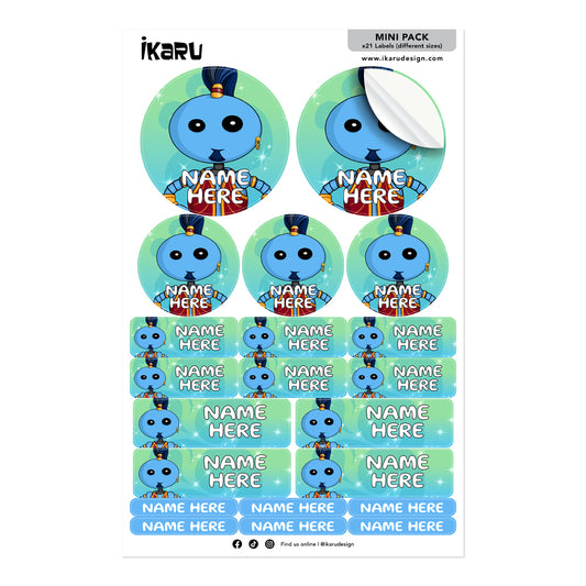  Ikaru Genie personalized name label sheet, original character design