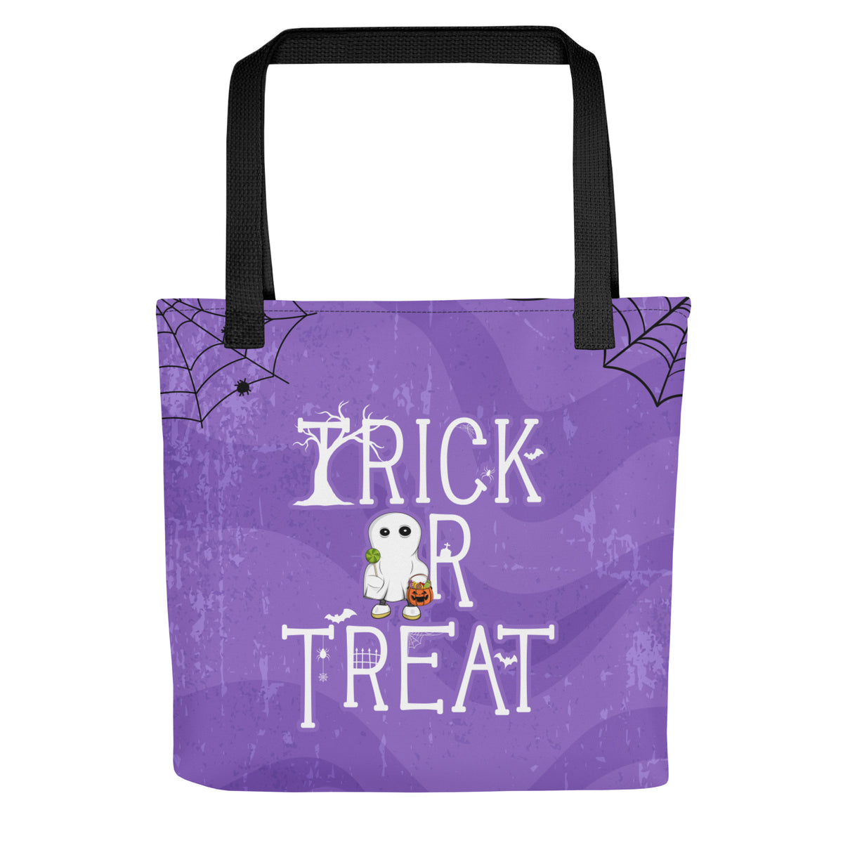 Ikaru Ghost Halloween tote bag, original character all-over print design