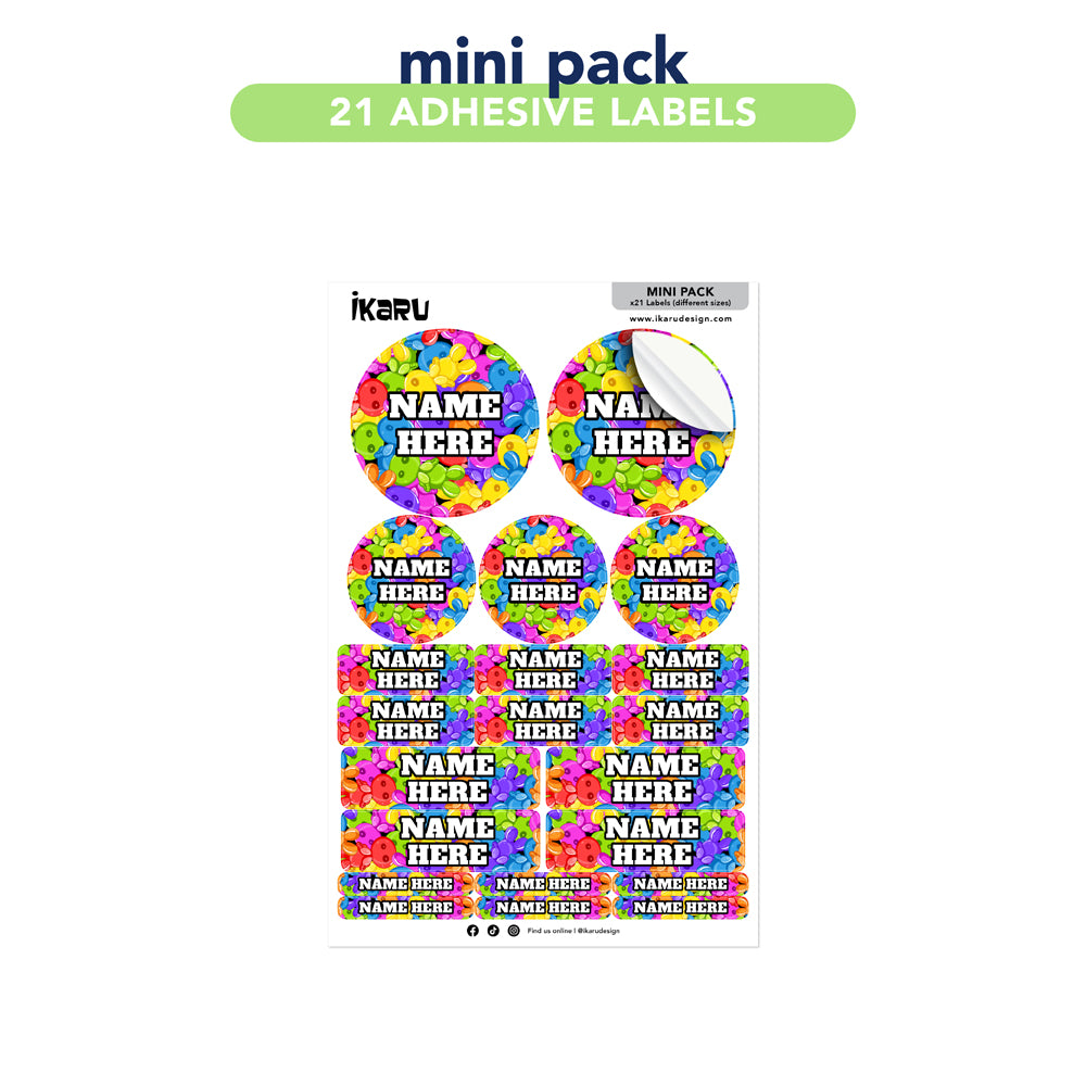 Ikaru Gummies personalized name label sheet, original character design