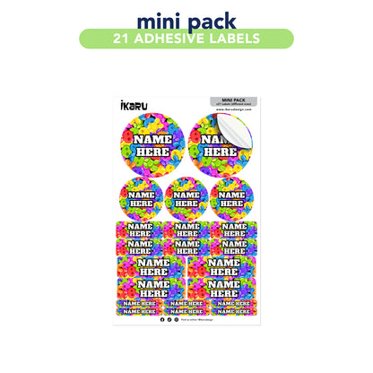 Ikaru Gummies personalized name label sheet, original character design