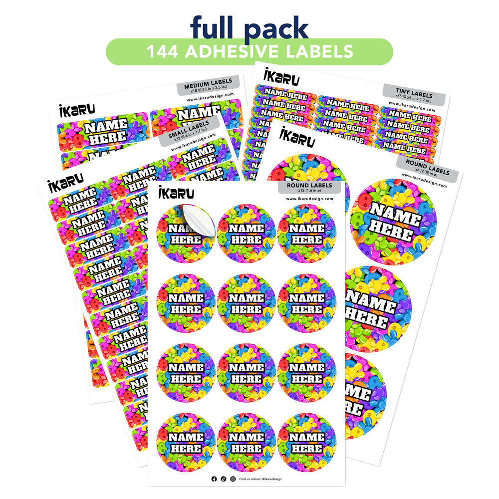 Ikaru Gummies personalized name label sheet, original character design