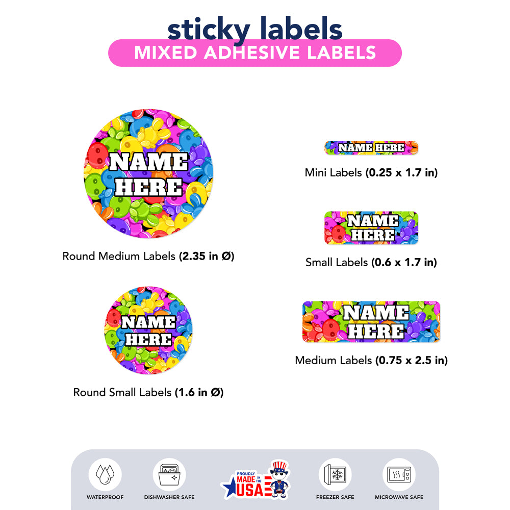 Ikaru Gummies personalized name label sheet, original character design
