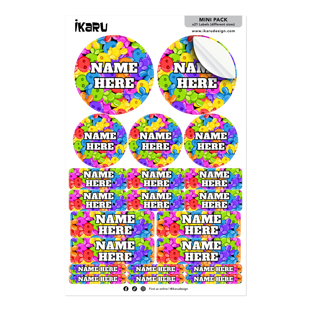 Ikaru Gummies personalized name label sheet, original character design
