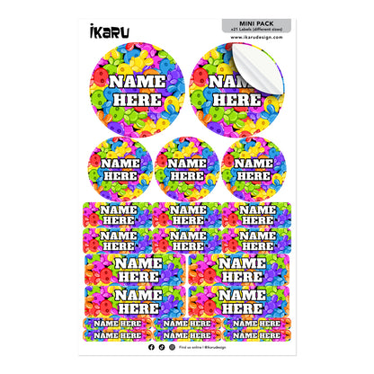 Ikaru Gummies personalized name label sheet, original character design