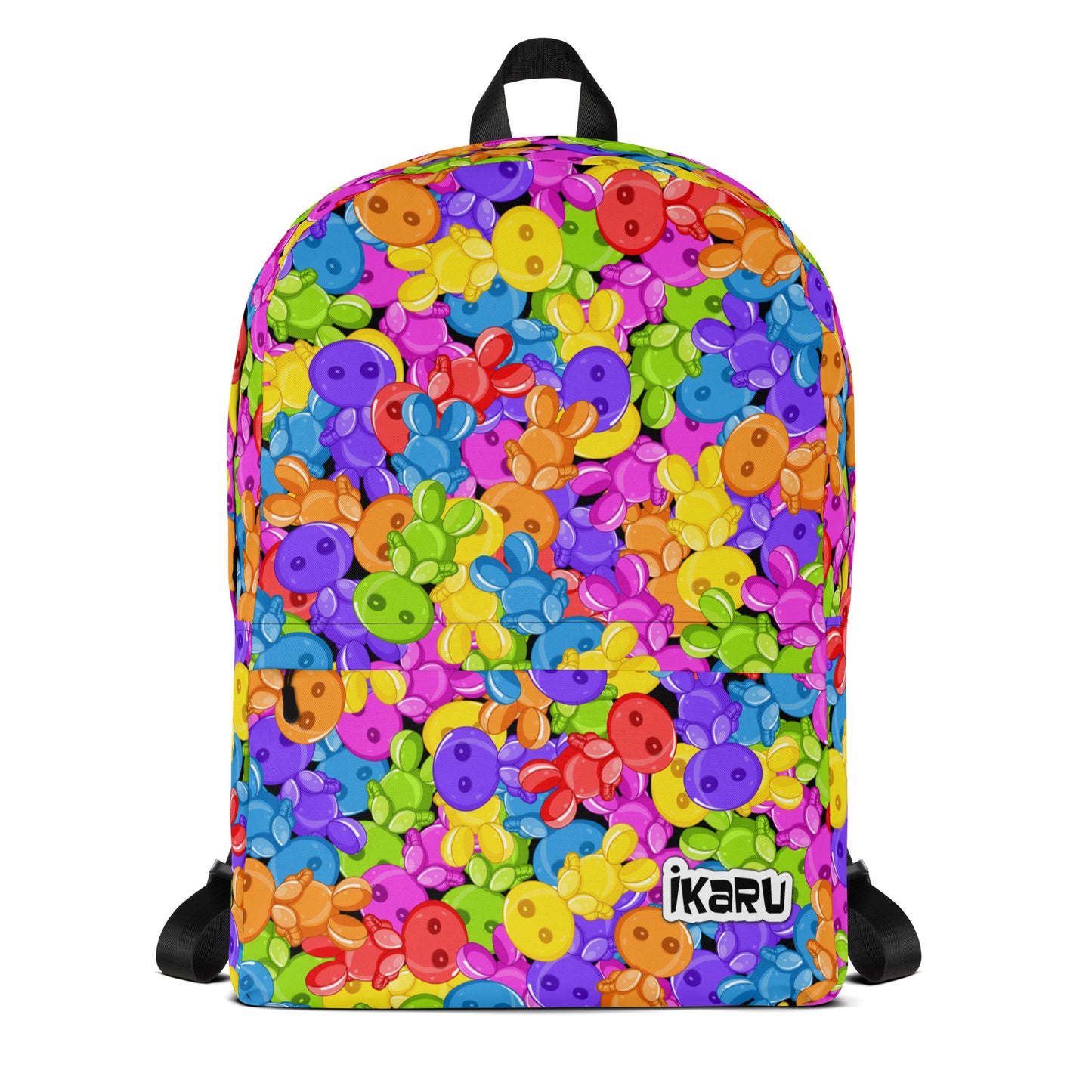 Ikaru Gummies backpack, original character all-over print design