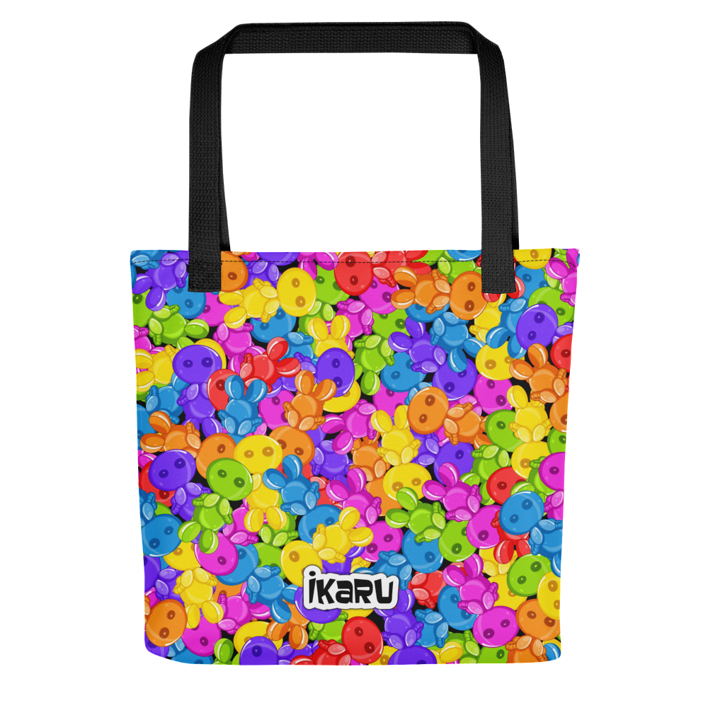 Ikaru Gummies tote bag, original character all-over print design