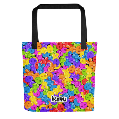 Ikaru Gummies tote bag, original character all-over print design