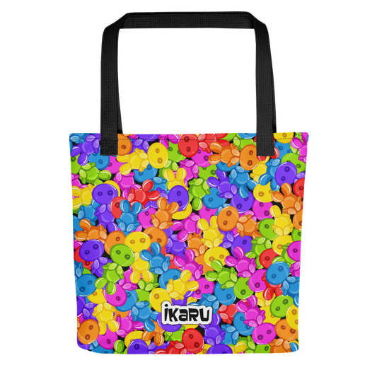 Ikaru Gummies tote bag, original character all-over print design