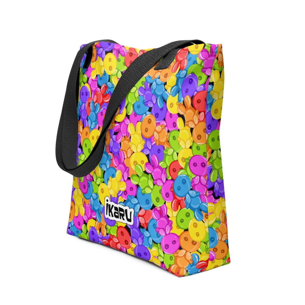 Ikaru Gummies tote bag, original character all-over print design