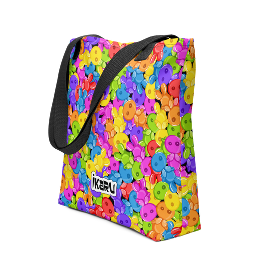 Ikaru Gummies tote bag, original character all-over print design