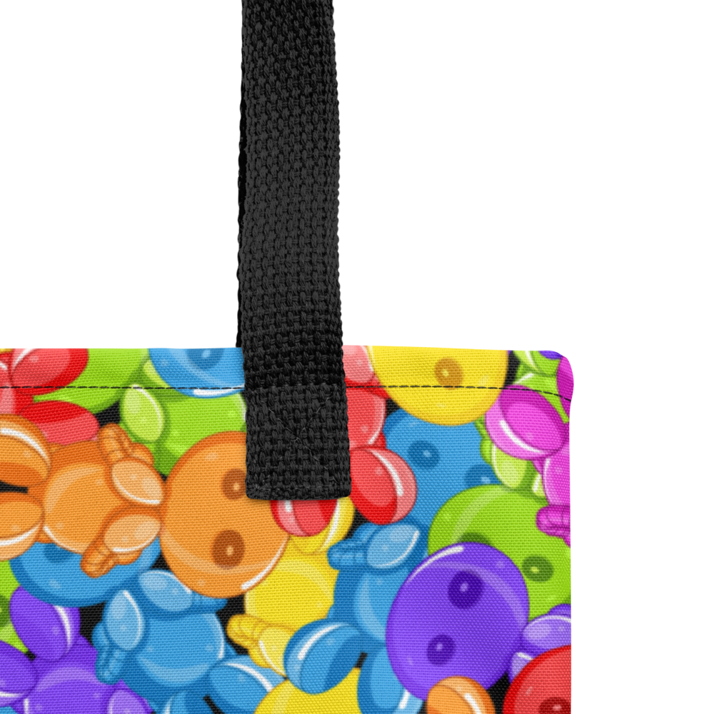 Ikaru Gummies tote bag, original character all-over print design