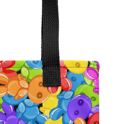 Ikaru Gummies tote bag, original character all-over print design