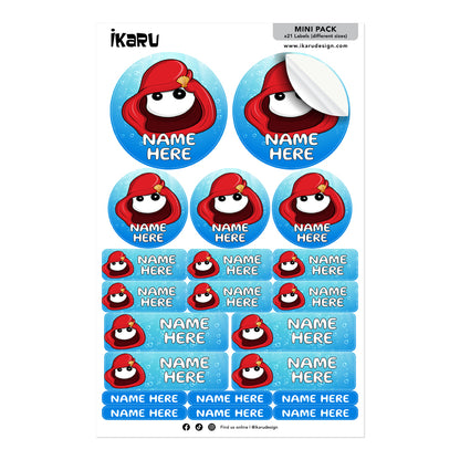 Ikaru Mermaid personalized name label sheet, original character design