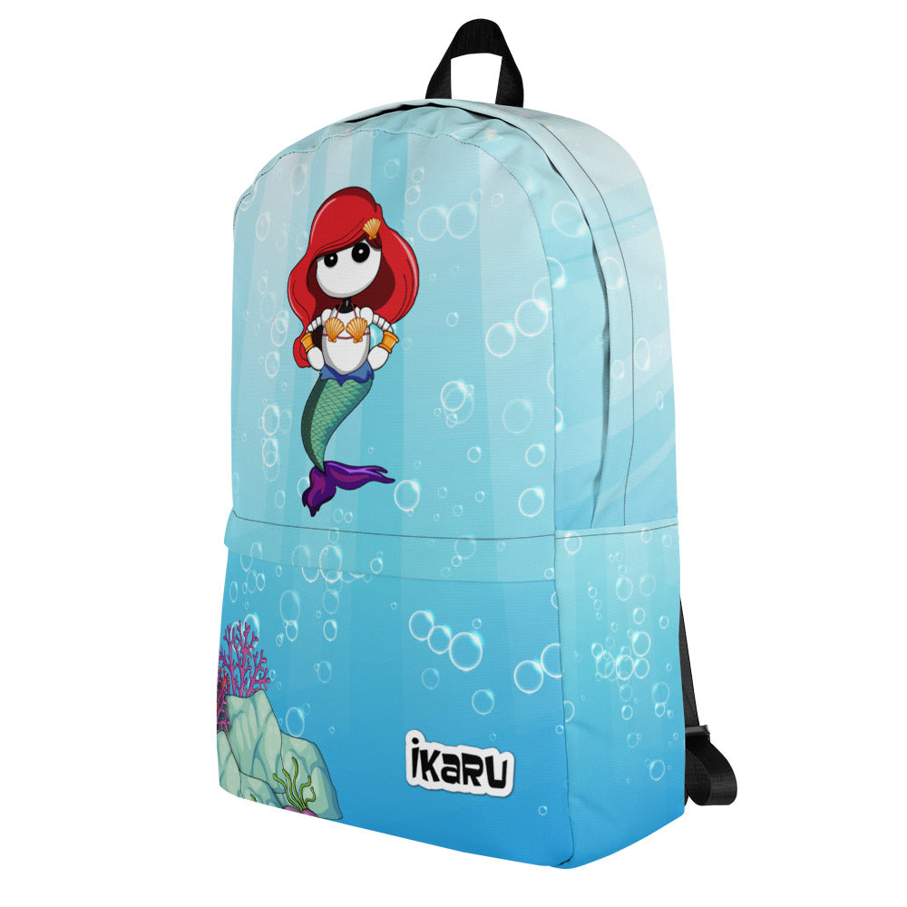 Ikaru Mermaid backpack, original character all-over print design