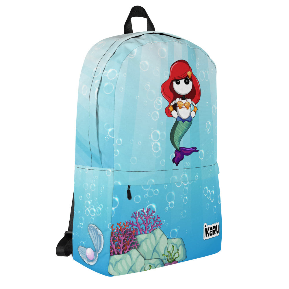Ikaru Mermaid backpack, original character all-over print design