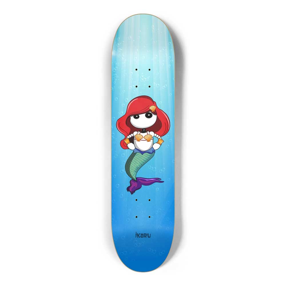 Ikaru Mermaid skateboard deck, original character design, 7-ply Canadian maple