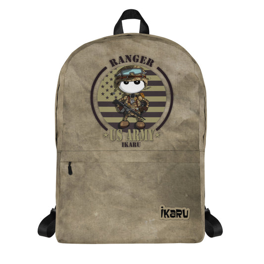 Ikaru Military backpack, original character all-over print design