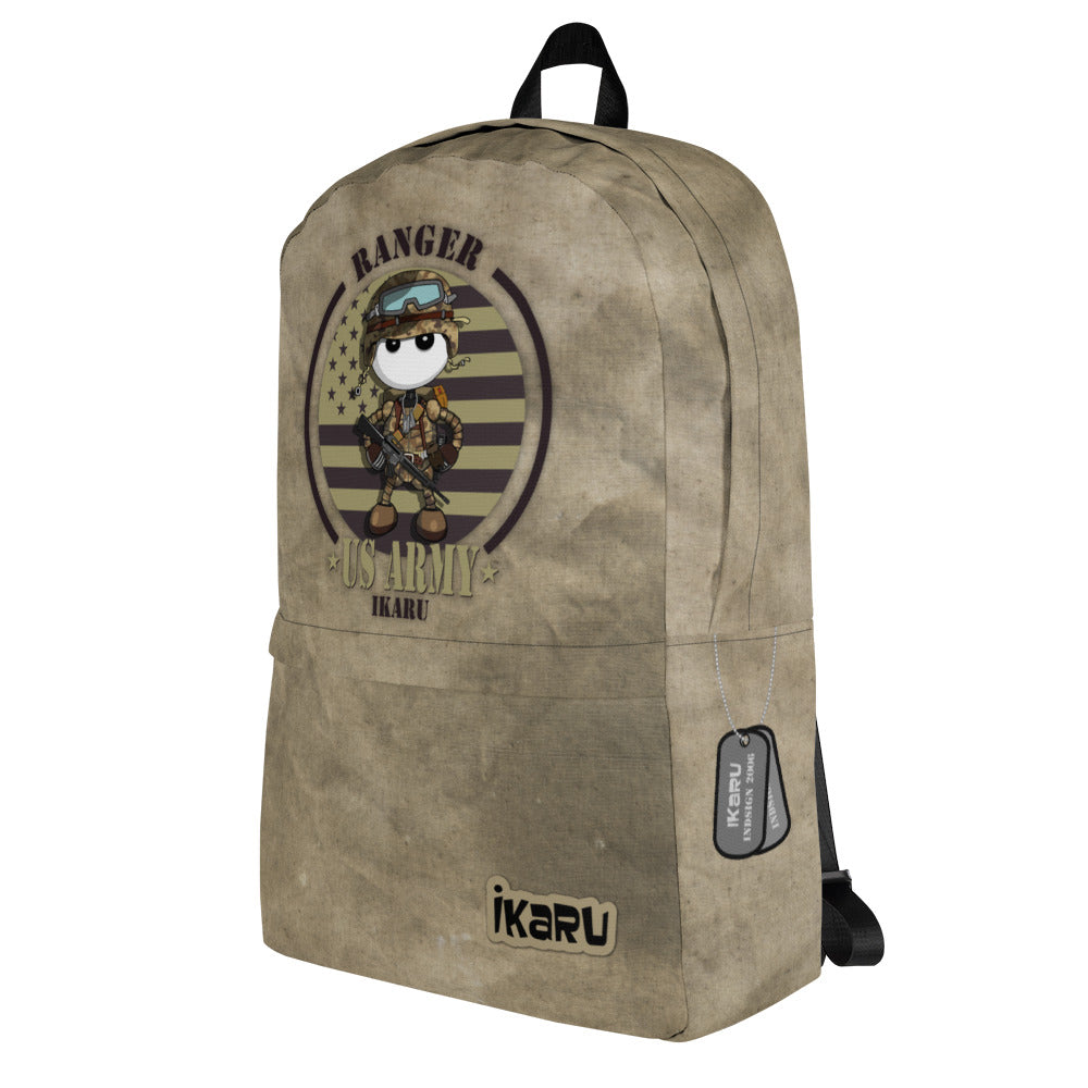 Ikaru Military backpack, original character all-over print design