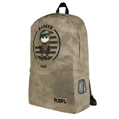 Ikaru Military backpack, original character all-over print design