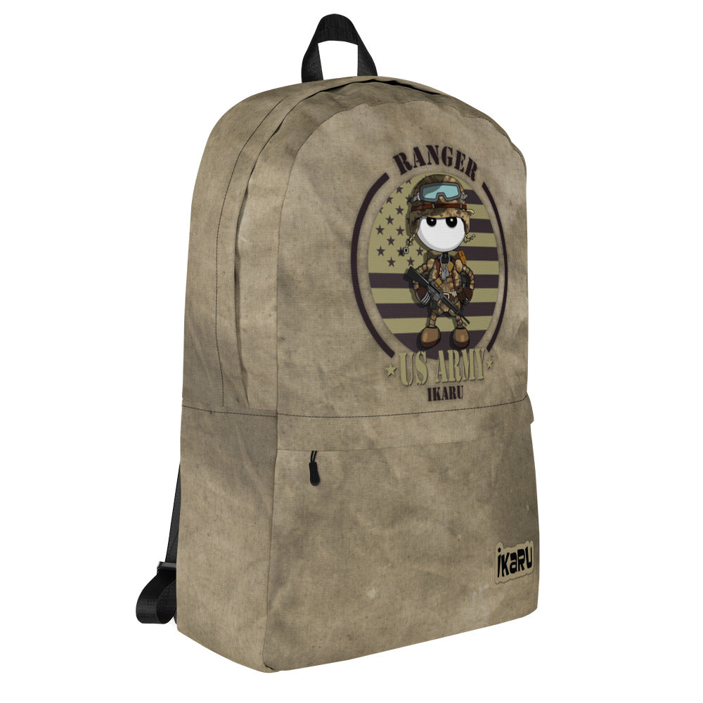 Ikaru Military backpack, original character all-over print design