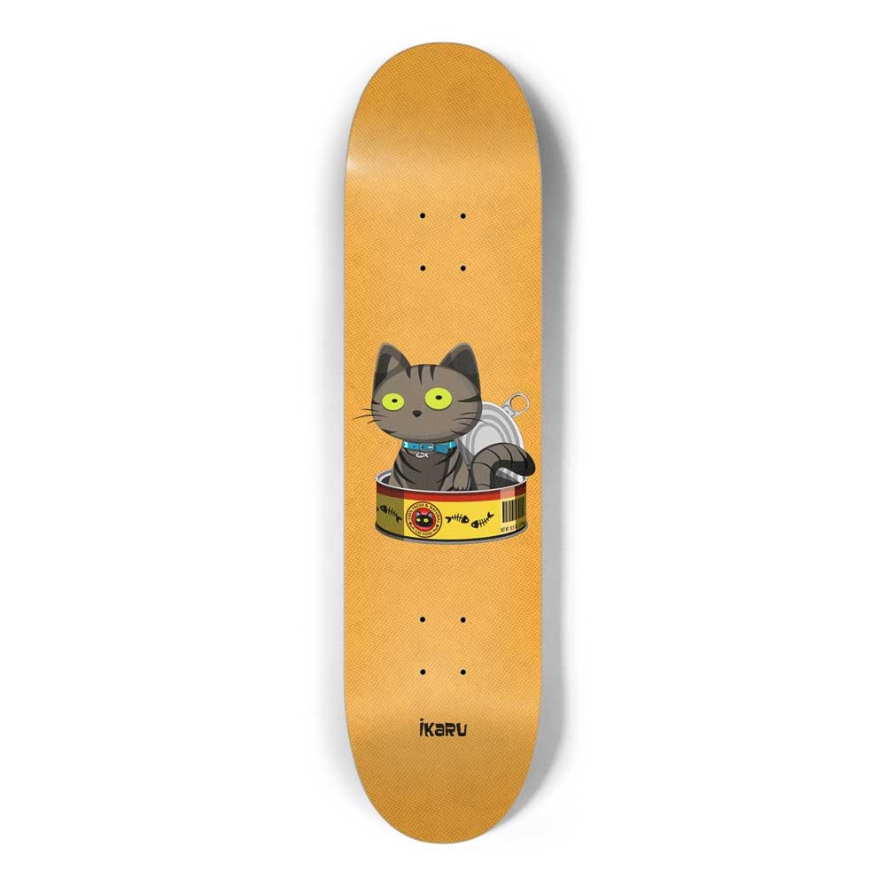 Ikaru Ozzy Can skateboard deck, original character design, 7-ply Canadian maple
