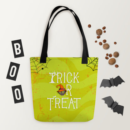 Ikaru Ozzy Cat Halloween tote bag, original character all-over print design