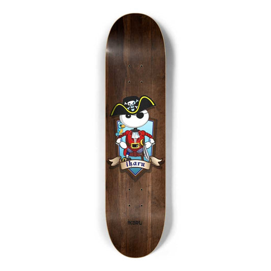 Ikaru PIRATE skateboard deck, original character design, 7-ply Canadian maple