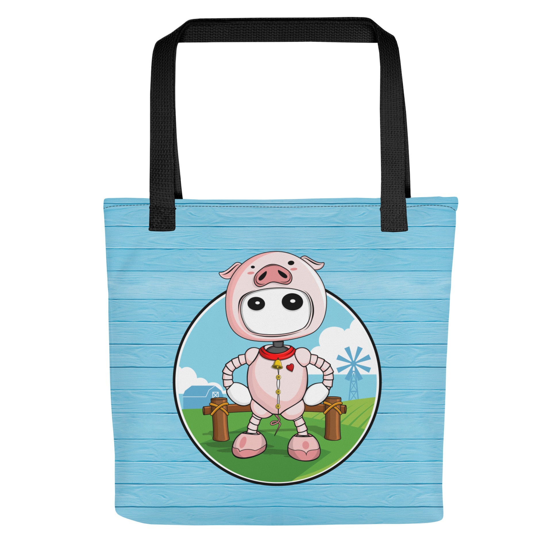  Ikaru Piggy tote bag, original character all-over print design