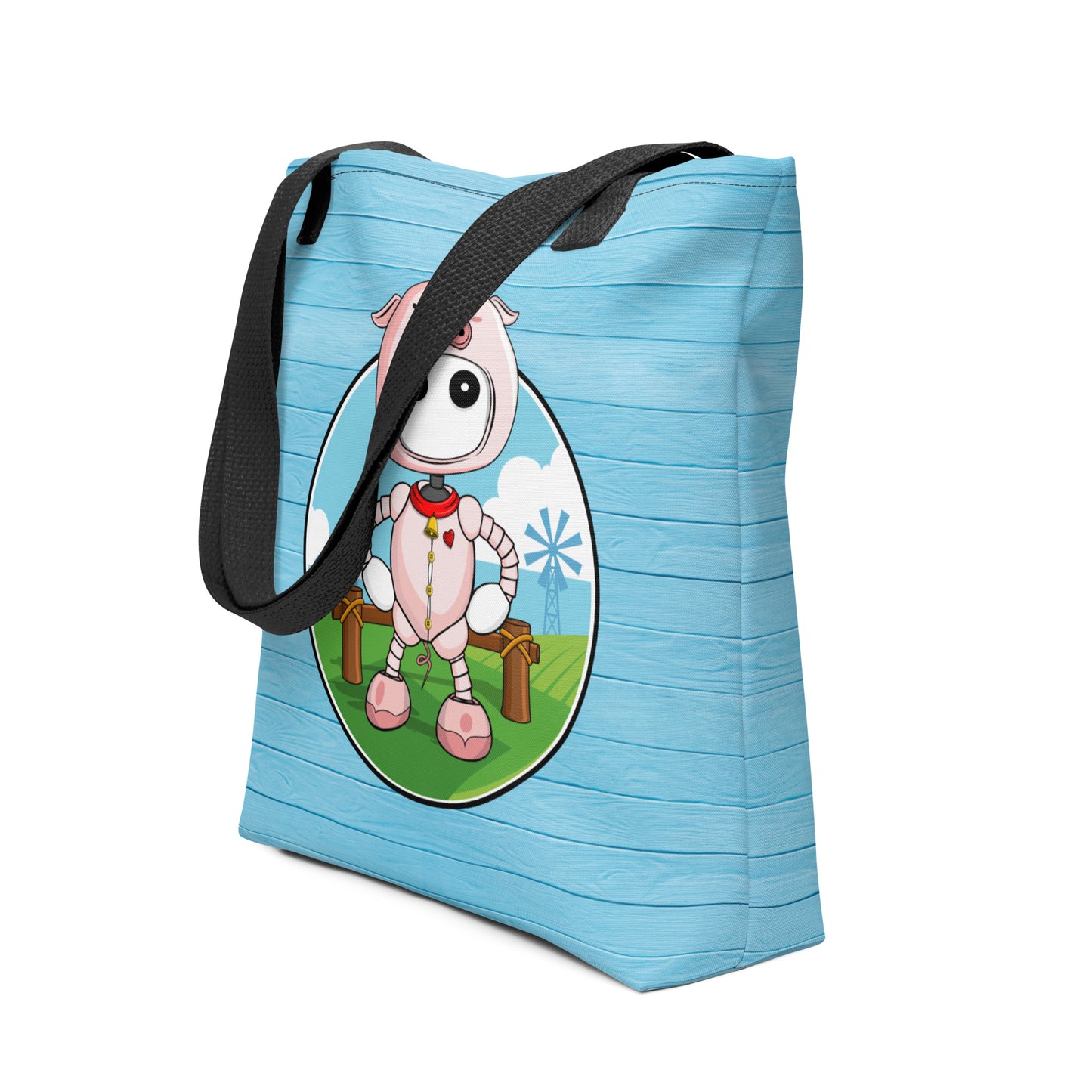  Ikaru Piggy tote bag, original character all-over print design