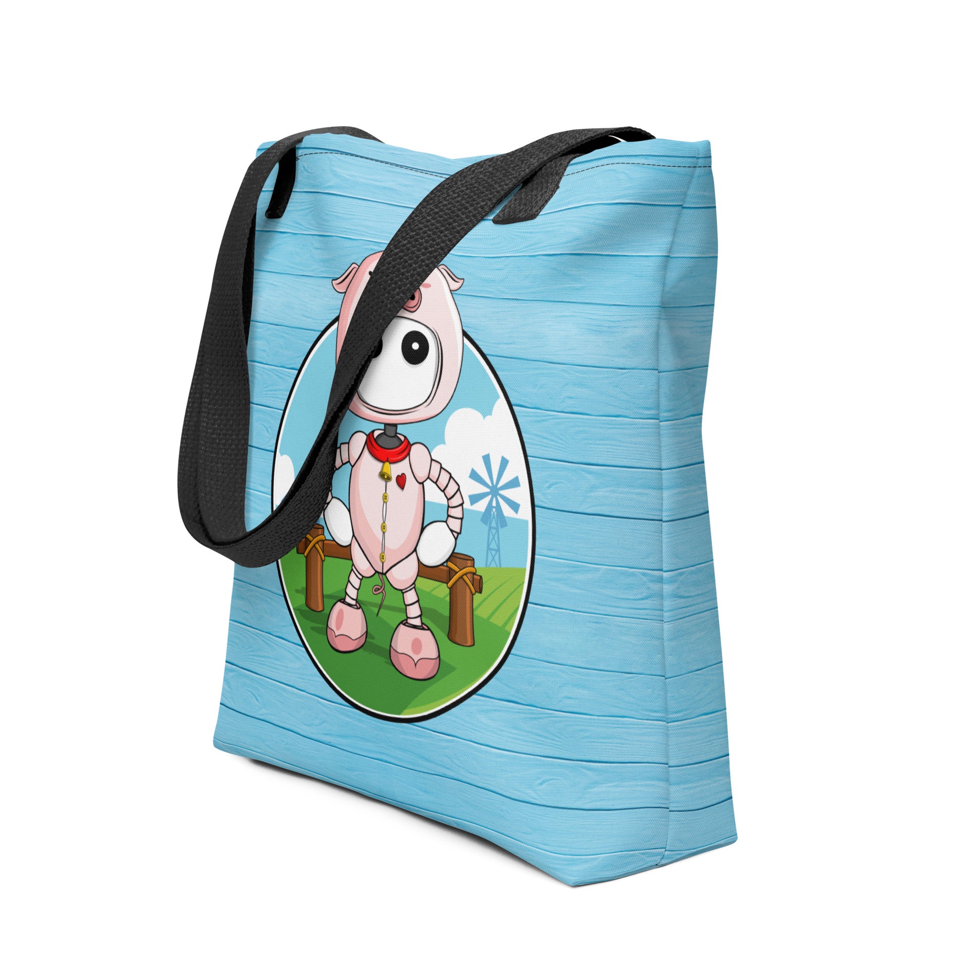 Ikaru Piggy tote bag, original character all-over print design