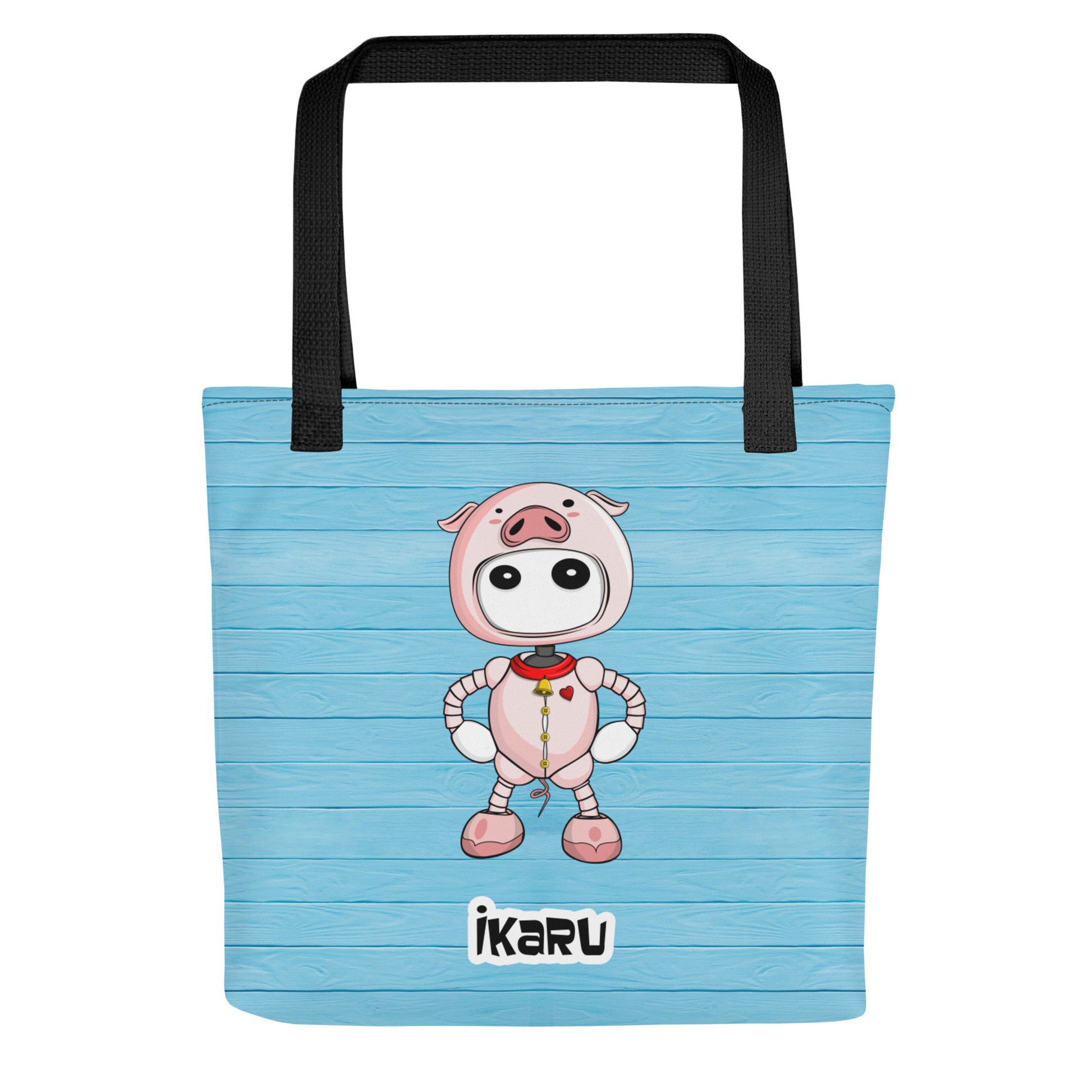  Ikaru Piggy tote bag, original character all-over print design