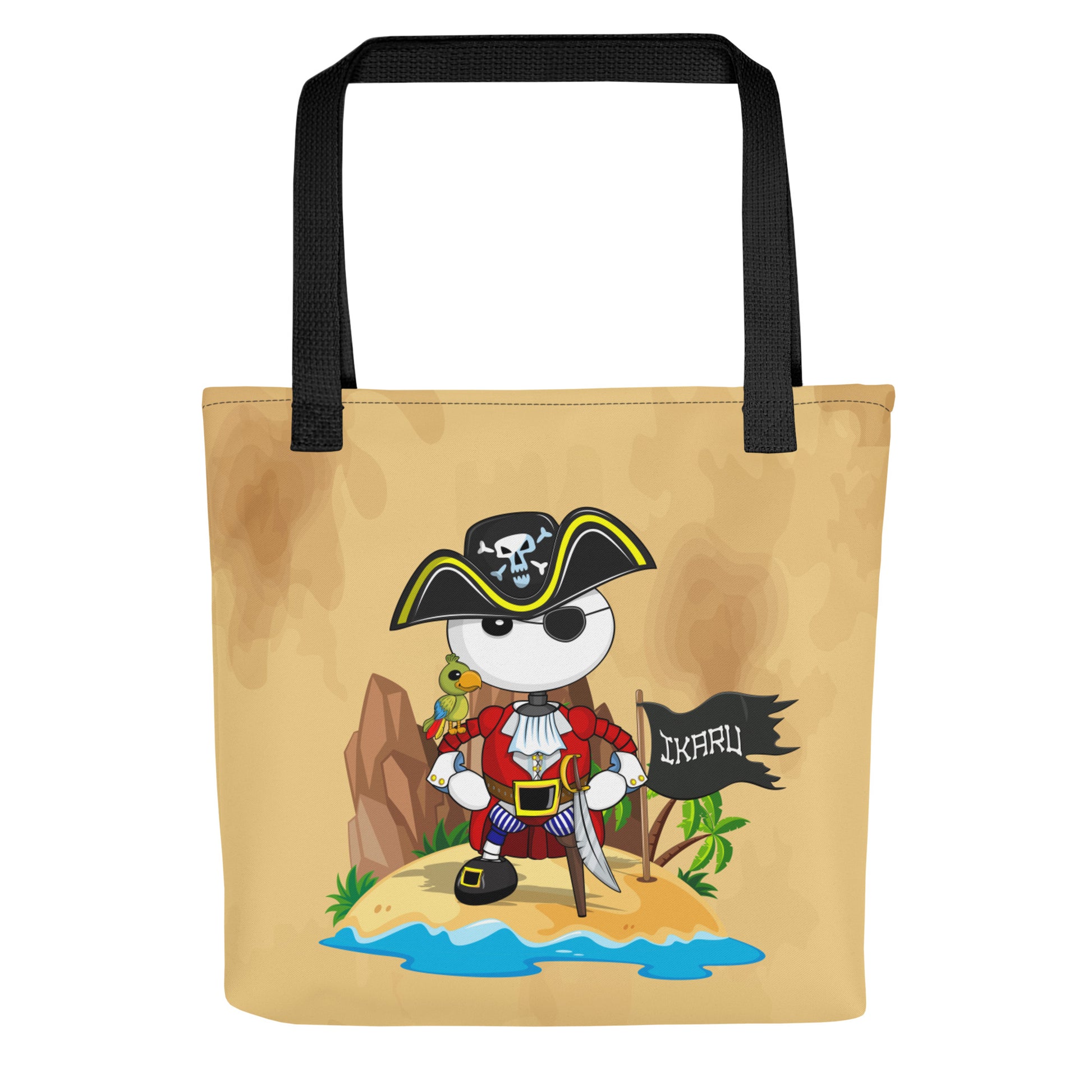 Ikaru Pirate tote bag, original character all-over print design