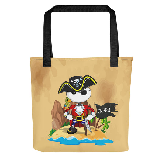 Ikaru Pirate tote bag, original character all-over print design
