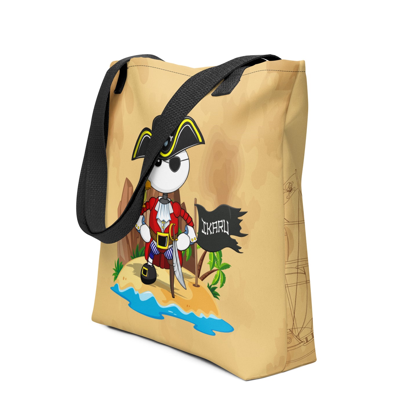 Ikaru Pirate tote bag, original character all-over print design