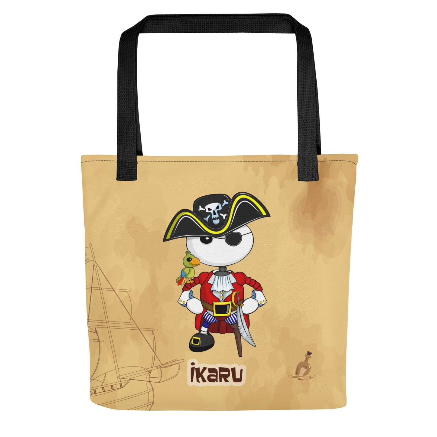 Ikaru Pirate tote bag, original character all-over print design