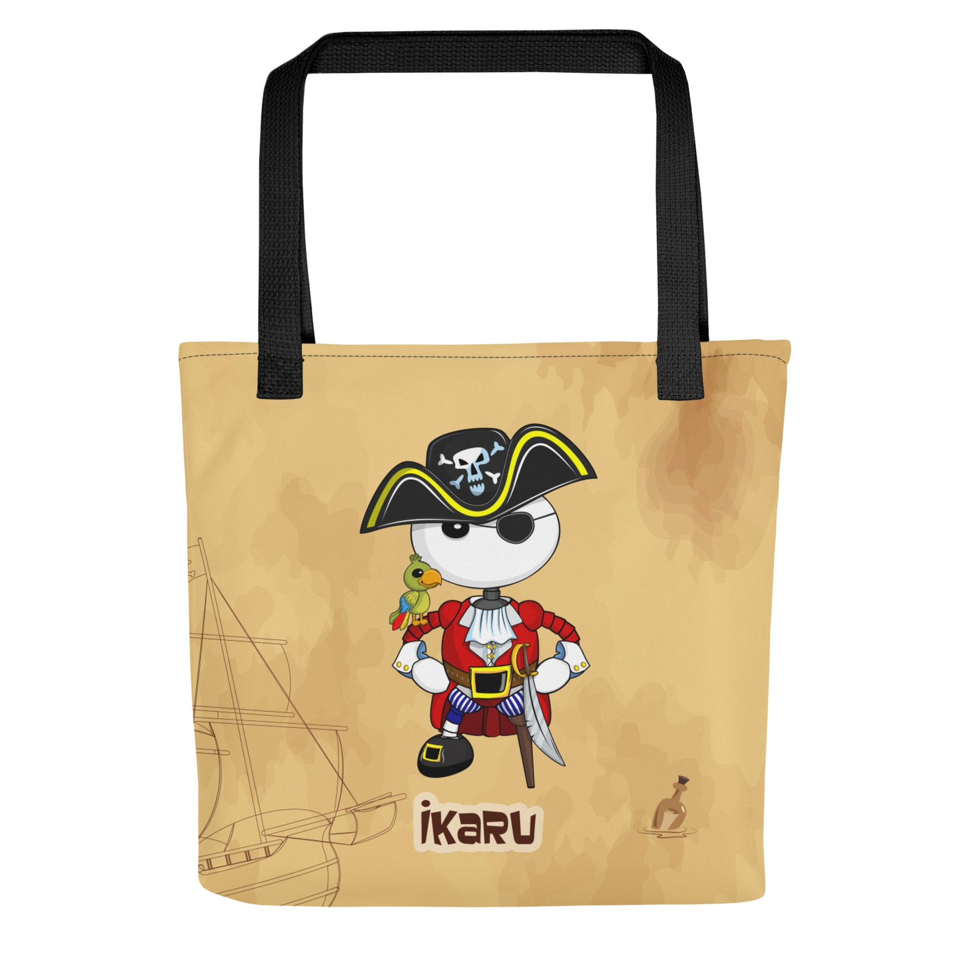 Ikaru Pirate tote bag, original character all-over print design