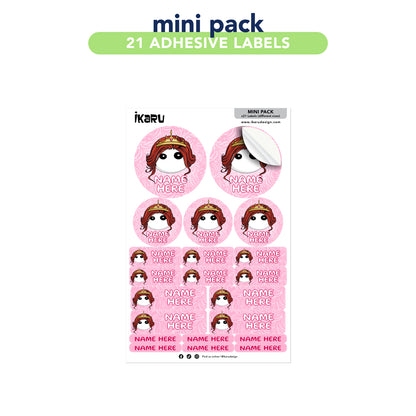 Ikaru Princess personalized name label sheet, original character design