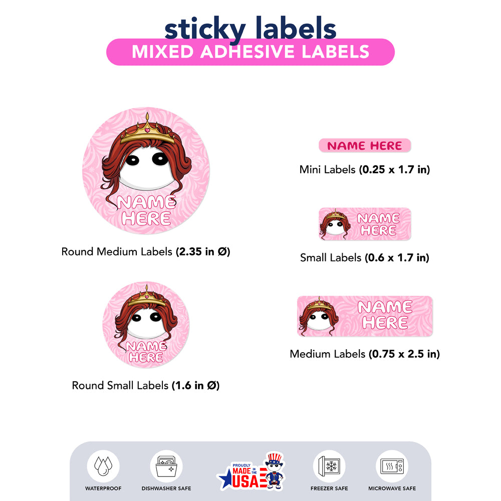 Ikaru Princess personalized name label sheet, original character design