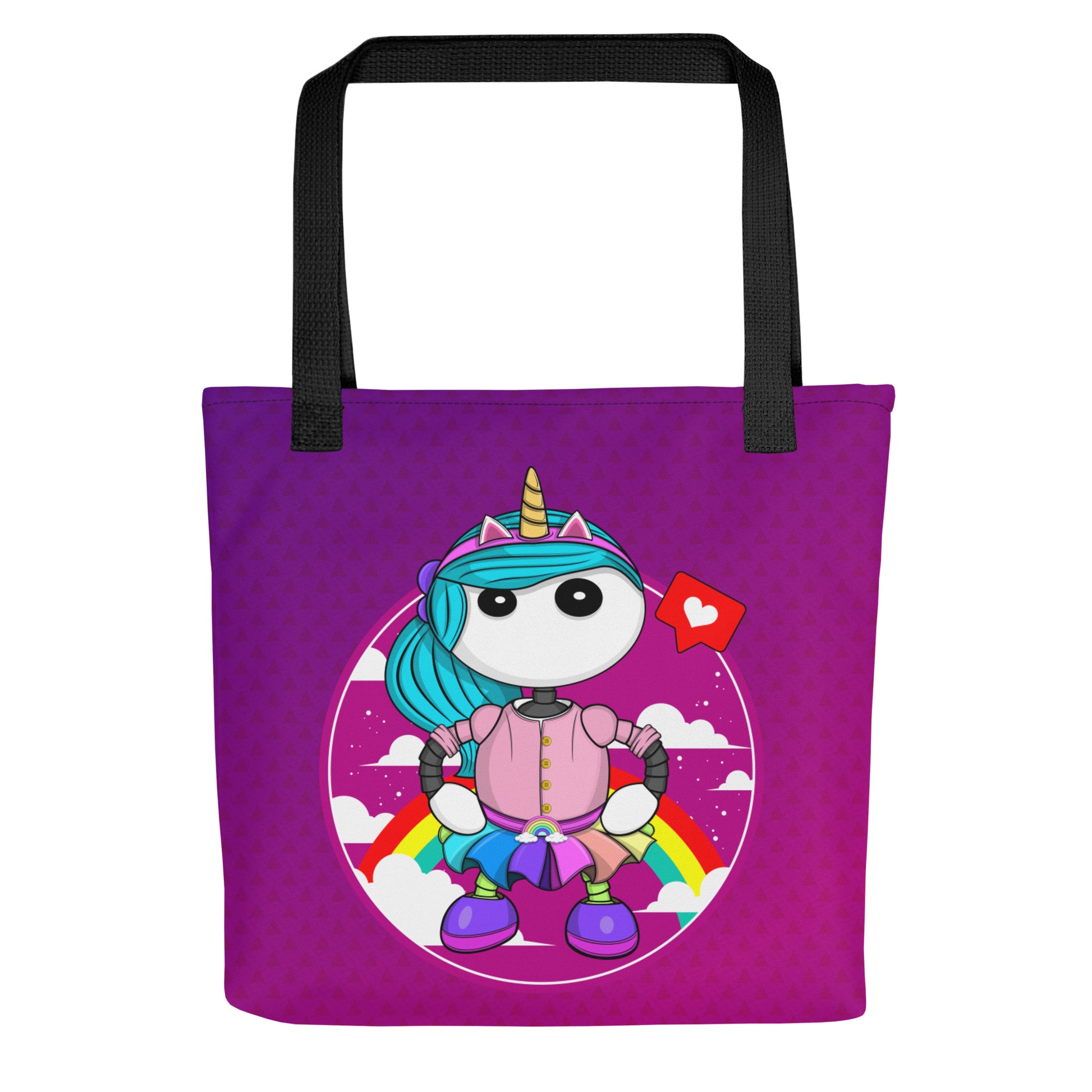 Ikaru Rainbow Girl tote bag, original character all-over print design