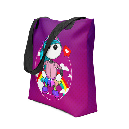 Ikaru Rainbow Girl tote bag, original character all-over print design