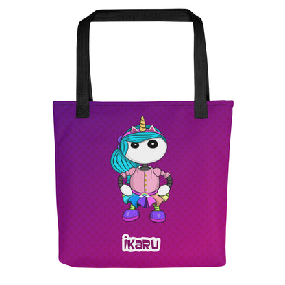Ikaru Rainbow Girl tote bag, original character all-over print design
